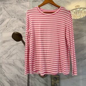 Addison Bay Pink and White Striped Long Sleeve Tee